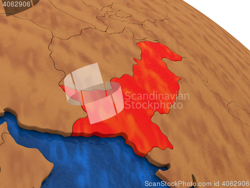Image of Pakistan on wooden globe