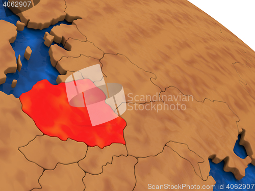 Image of Poland on wooden globe