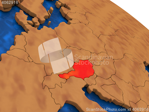 Image of Austria on wooden globe