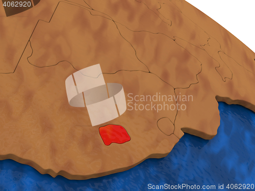 Image of Lesotho on wooden globe