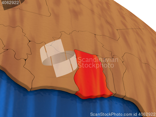 Image of Ghana on wooden globe