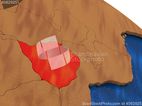 Image of Zimbabwe on wooden globe