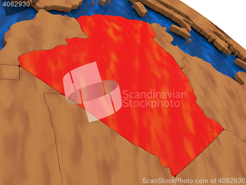 Image of Algeria on wooden globe