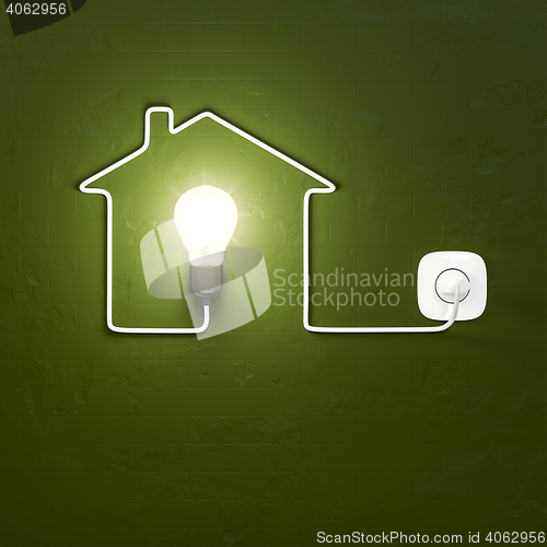 Image of a light bulb building a house with the cable