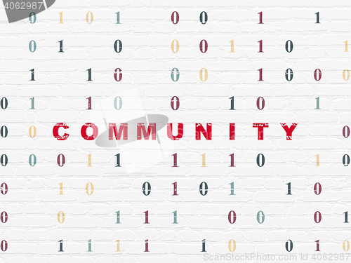 Image of Social media concept: Community on wall background