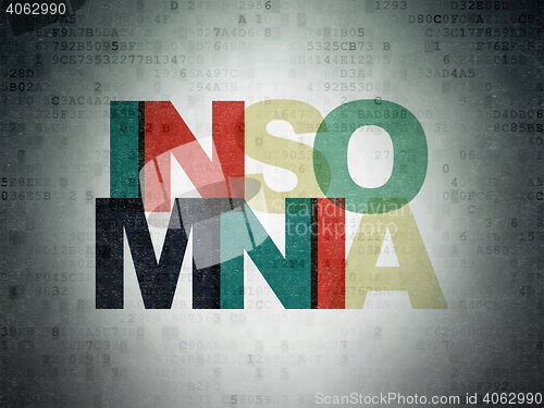 Image of Health concept: Insomnia on Digital Data Paper background