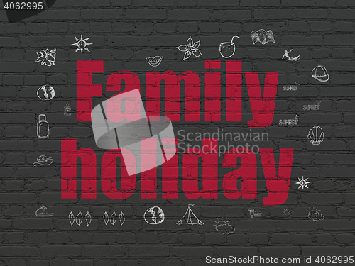 Image of Tourism concept: Family Holiday on wall background