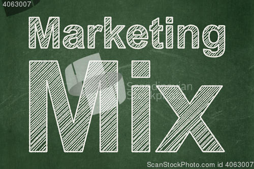 Image of Marketing concept: Marketing Mix on chalkboard background