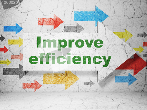 Image of Finance concept: arrow with Improve Efficiency on grunge wall background