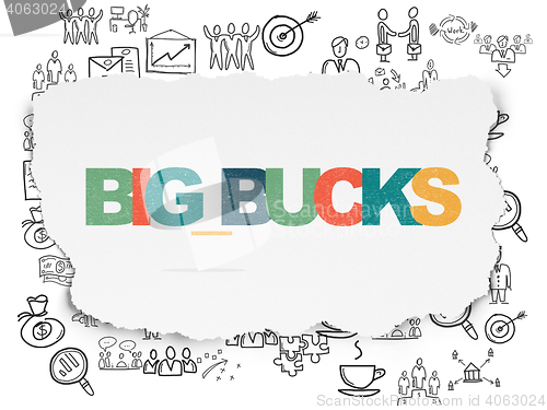 Image of Finance concept: Big bucks on Torn Paper background
