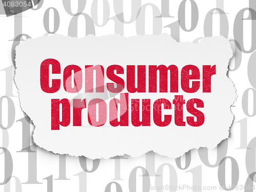 Image of Business concept: Consumer Products on Torn Paper background