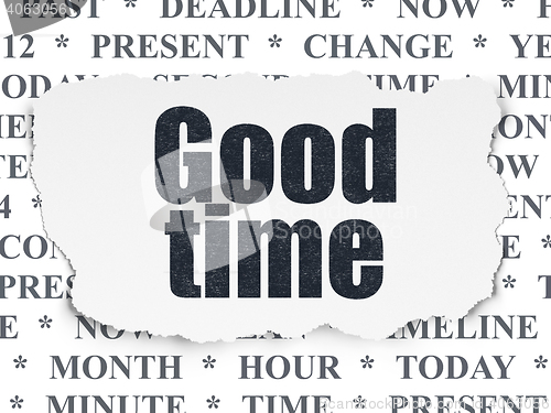 Image of Timeline concept: Good Time on Torn Paper background