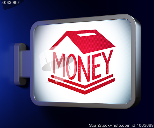 Image of Money concept: Money Box on billboard background