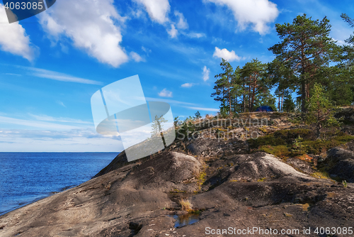 Image of Rocky shore of the lake.