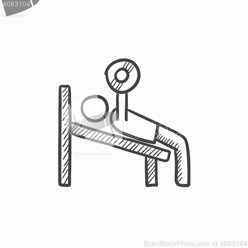 Image of Man lifting barbell sketch icon.