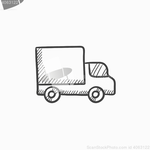Image of Delivery van sketch icon.