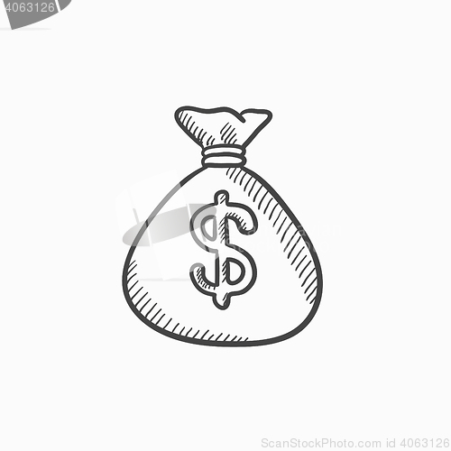 Image of Money bag sketch icon.