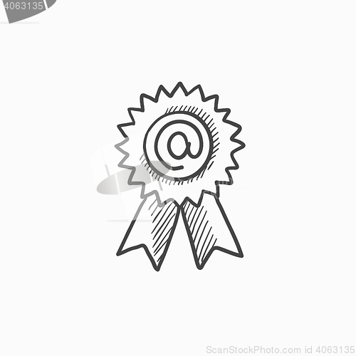 Image of Award with at sign sketch icon.