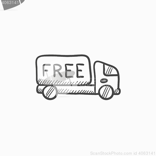 Image of Free delivery truck sketch icon.