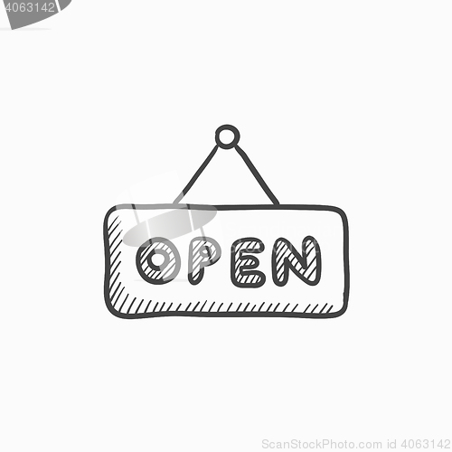 Image of Open sign sketch icon.
