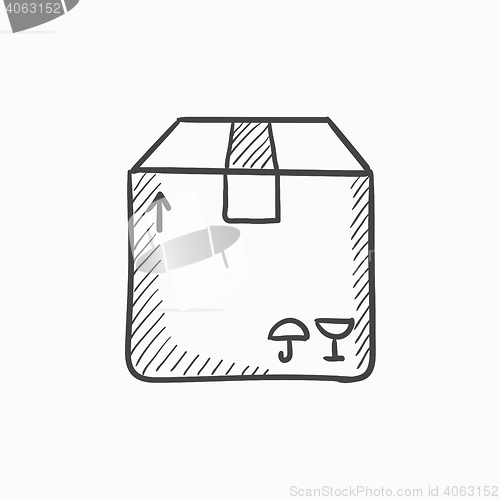 Image of Carton package box sketch icon.