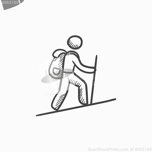 Image of Tourist backpacker sketch icon.