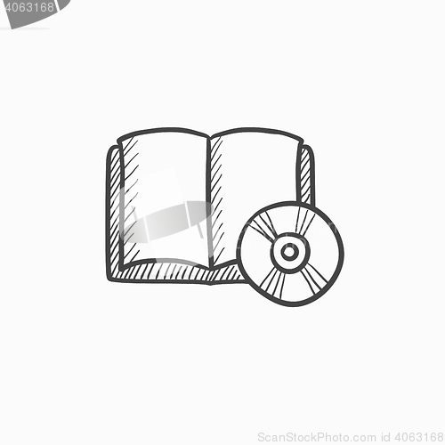 Image of Audiobook and cd disc sketch icon.