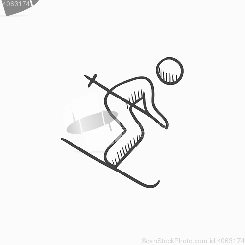 Image of Downhill skiing sketch icon.