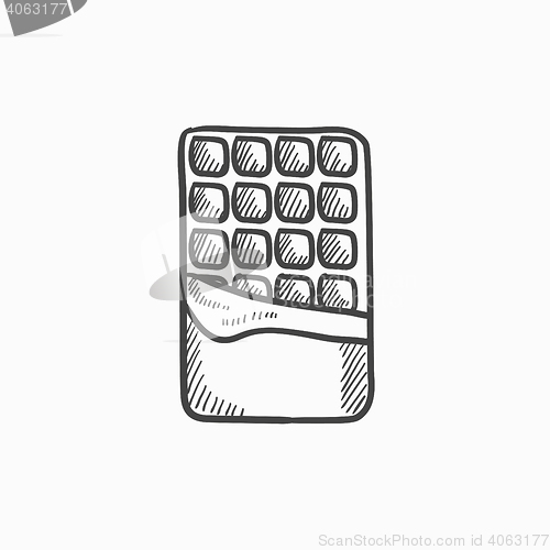 Image of Opened bar of chocolate sketch icon.