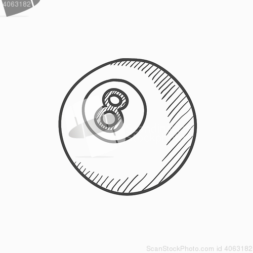 Image of Billiard ball sketch icon.