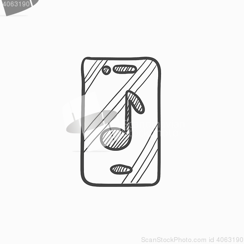 Image of Phone with musical note sketch icon.