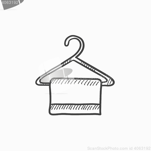 Image of Towel on hanger sketch icon.