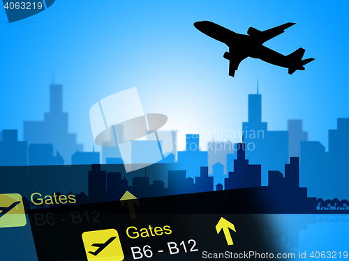 Image of City Flight Represents Aeroplane Schedules And Aircraft