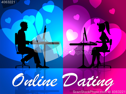 Image of Online Dating Means Website Sweetheart And Network