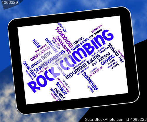 Image of Rock Climbing Represents Text Rocks And Climber