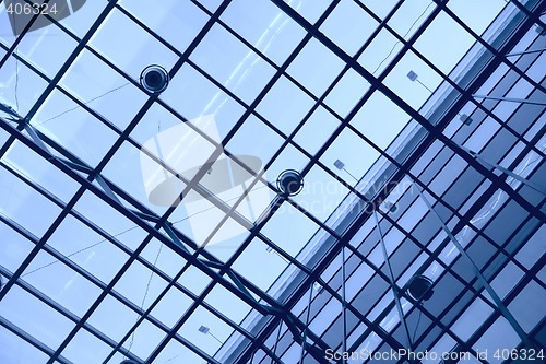 Image of abstraction, geometric glass ceiling and wall