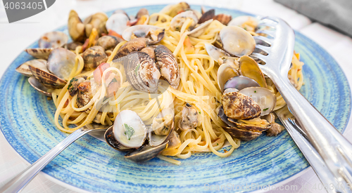 Image of Real Spaghetti alle vongole in Naples, Italy