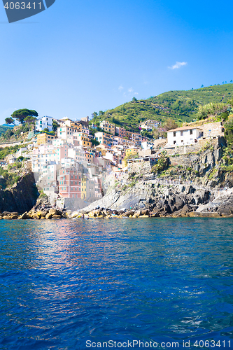 Image of Riomaggiore in Cinque Terre, Italy - Summer 2016 - view from the