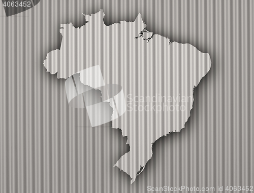 Image of Map of Brazil on corrugated iron
