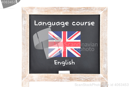 Image of Language course with flag on board