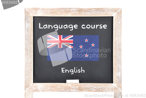 Image of Language course with flag on board