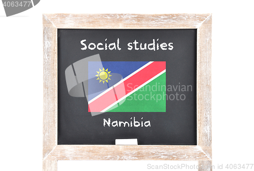 Image of Social studies with flag on board