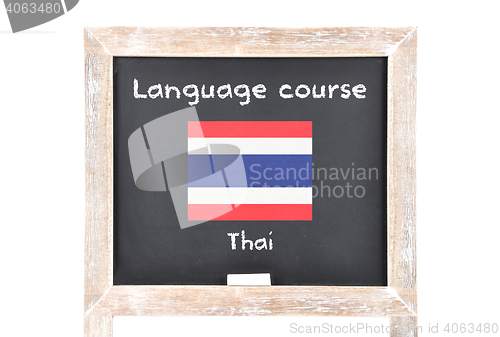 Image of Language course with flag on board