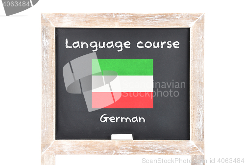 Image of Language course with flag on board