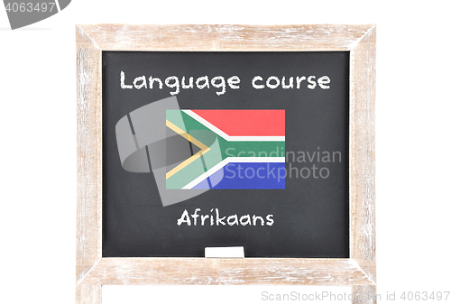Image of Language course with flag on board