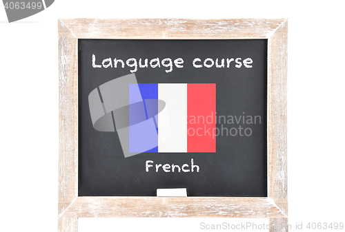 Image of Language course with flag on board