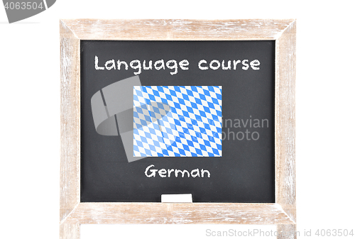 Image of Language course with flag on board