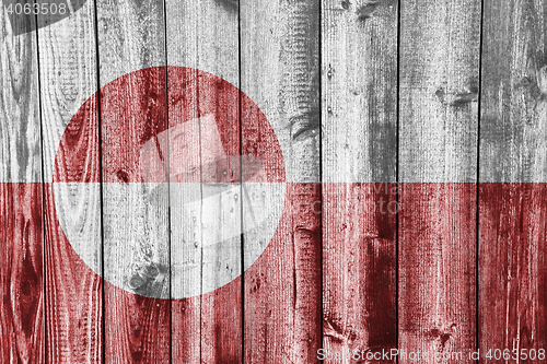 Image of Flag on weathered wood