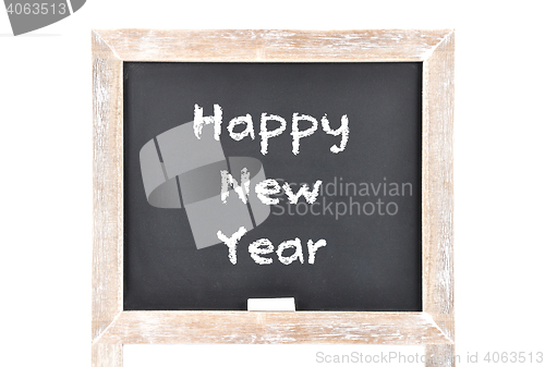 Image of Happy New Year on blackboard