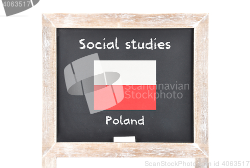 Image of Social studies with flag on board